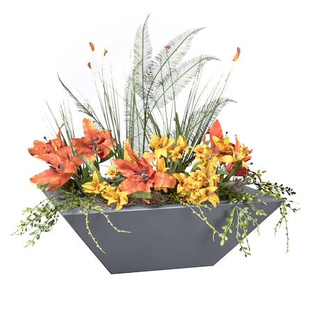 The Outdoor Plus 24 Square Maya Planter Bowl - Powder Coated Metal - Gray - OPT-24SQPCPO-GRY